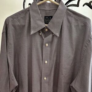 Jos. A. Bank Men's Checkered Dress Shirt - Purple and White